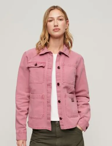 Superdry Womens Collared Relaxed Utility Jacket - 12 - Pink, Pink,Green