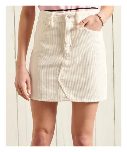 Superdry Womens Cord Mini Skirt - Cream Cotton