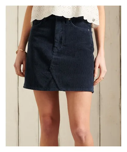 Superdry Womens Cord Mini Skirt - Navy Cotton