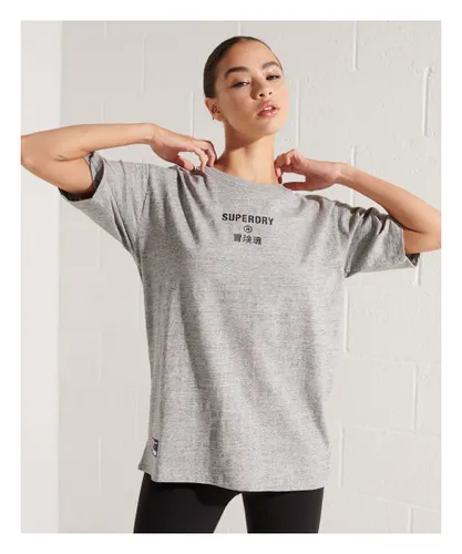 Superdry Womens Corporate Logo T-Shirt - Light Grey Cotton