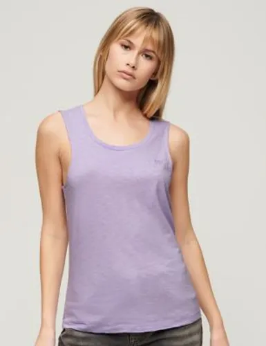 Superdry Womens Cotton Rich Scoop Neck Tank Top - 12 - Purple, Purple,Pink,Yellow