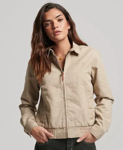 Superdry Women's Cropped Coach Jacket Beige / Stone Wash Taupe Brown