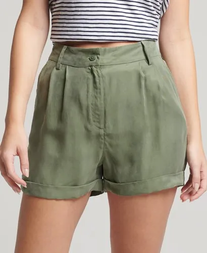 Superdry Women's Cupro Shorts Green / Thyme
