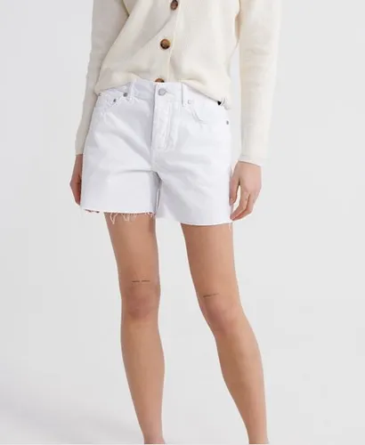 Superdry Women's Denim Mid Length Shorts White / Optic