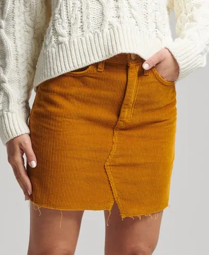 Superdry Women's Denim Mini Skirt Yellow / Turmeric Tan Cord