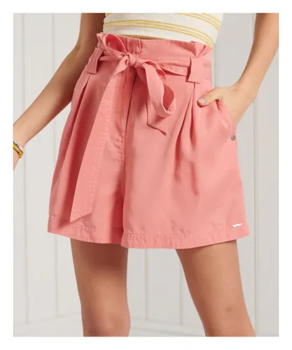 Superdry Womens Desert Paperbag Shorts - Pink Lyocell