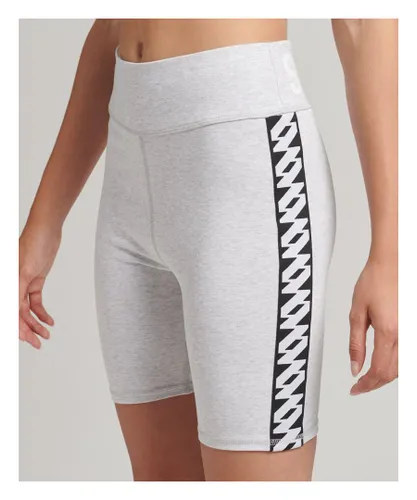 Superdry Womens Elastic Logo Cycle Shorts - Grey Cotton