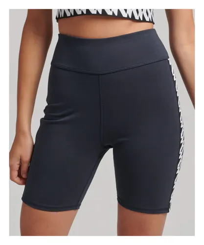 Superdry Womens Elastic Logo Cycle Shorts - Navy Cotton