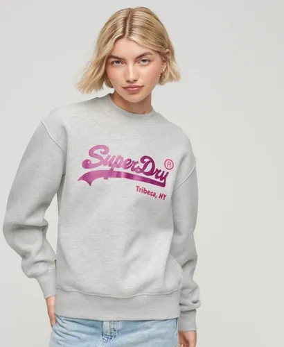 Superdry Women's Embellished Vintage Logo Crew Sweatshirt Light Grey / Glacier Grey Marl