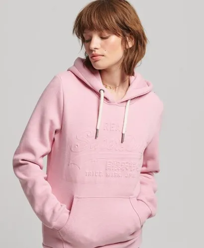 Superdry Women's Embossed Graphic Logo Hoodie Pink / Cameo Pink