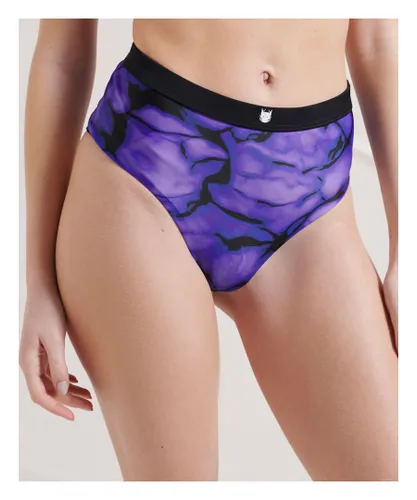 Superdry Womens Energy High Waisted Brief Bikini Bottom - Multicolour Polyamide