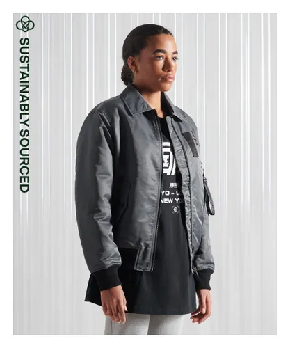 Superdry Womens Energy Ma2 Bomber Jacket - Grey Nylon