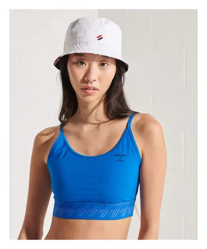 Superdry Womens Essential Strappy Crop Top - Blue Cotton