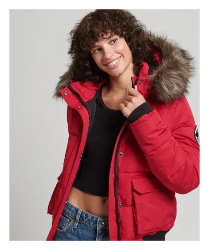 Superdry Womens Everest Ella Bomber Jacket - Red