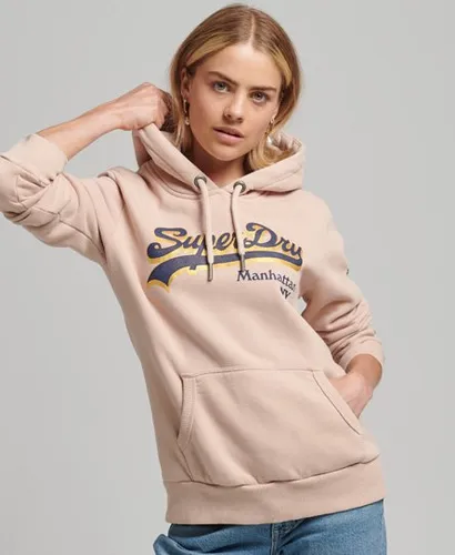 Superdry Women's Graphic Logo Sparkle Hoodie Pink / Rose Dust