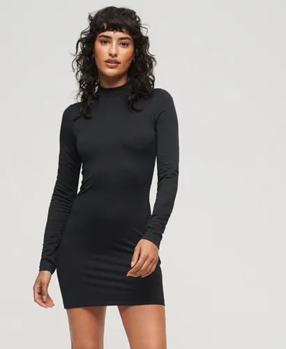 Superdry Women's High Neck Long Sleeve Jersey Mini Dress Black