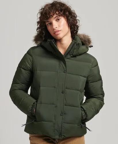 Superdry Women's Hooded Mid Layer Short Jacket Green / Surplus Goods Olive
