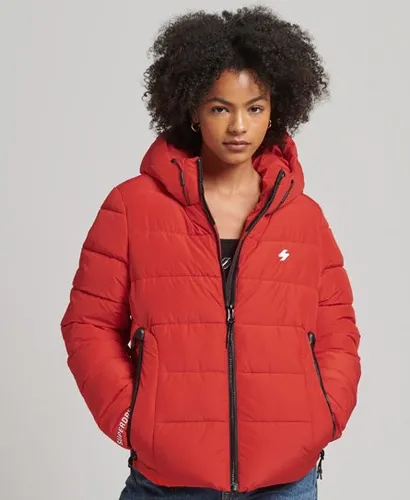 Superdry Women's Hooded Spirit Sports Puffer Jacket Red / Bright Red