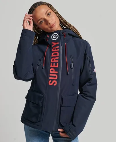 Superdry Women's Hooded Ultimate SD-Windcheater Jacket Navy / Nordic Chrome Navy/Risk Red