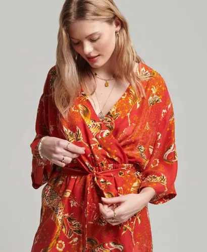 Superdry Women's Kimono Playsuit Red / Koi Lace Red