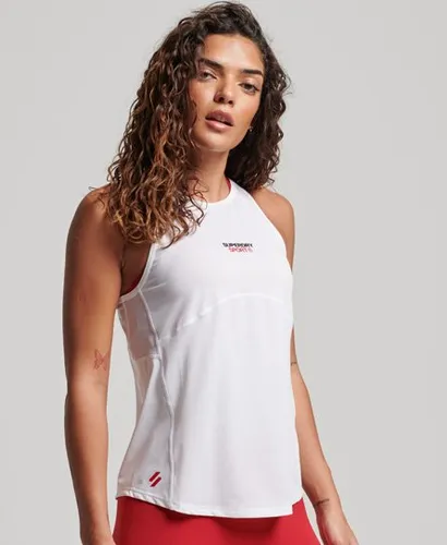 Superdry Women's Ladies Branded Sport Active Vest, White