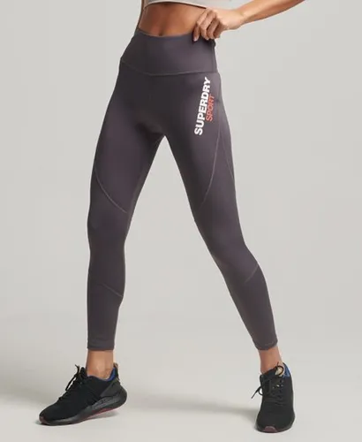 Superdry Women's Ladies Logo Print Sport Core 7/8 Tight Leggings, Grey