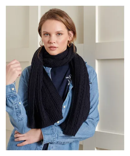 Superdry Womens Lannah Cable Scarf - Blue Wool - One