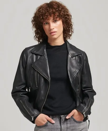 Superdry Women's Leather Biker Jacket Black