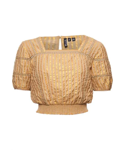 Superdry Womens Limited Edition Dry Textured Top - Gold Cotton