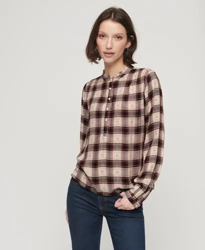Superdry Women's Long Sleeve Check Blouse Red / Jacquard Red Check