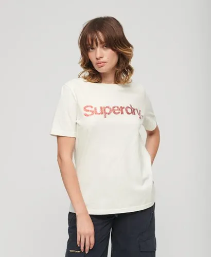 Superdry Women's Metallic Core Logo T-Shirt White / Ice White