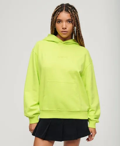 Superdry Women's Micro Logo Embroidered Boxy Hoodie Yellow / Sunny Lime Green