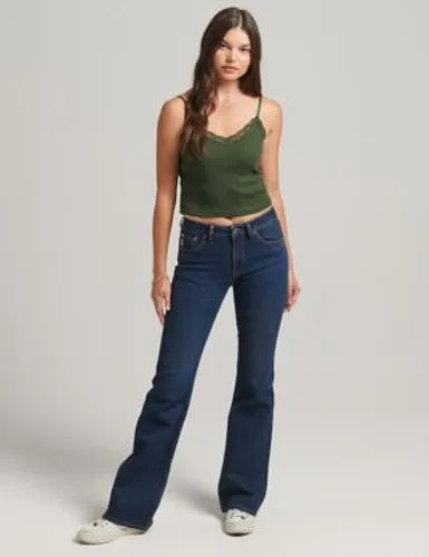 Superdry Womens Mid Rise Slim Flare Jeans - 2632 - Dark Blue, Dark Blue,Grey Mix,Purple