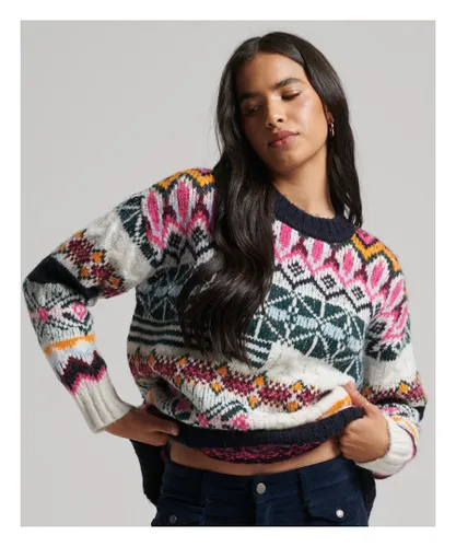 Superdry Womens Mix Print Jumper - White Wool (archived)