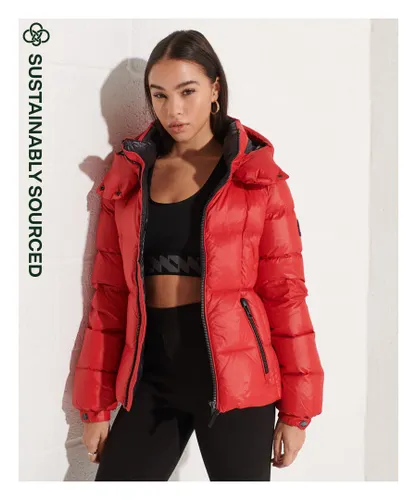 Superdry Womens Mountain Hooded Down Jacket - Red