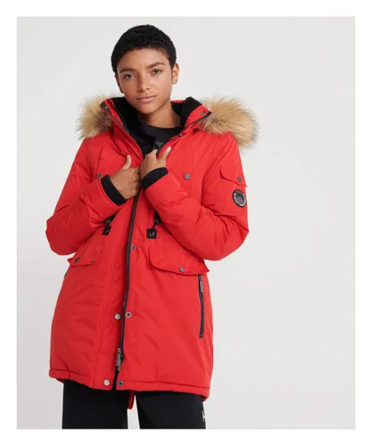 Superdry Womens Nadare Microfibre Parka - Red