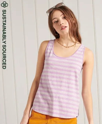 Superdry Women's Organic Cotton Classic Vest Purple / Lavender Marl Stripe