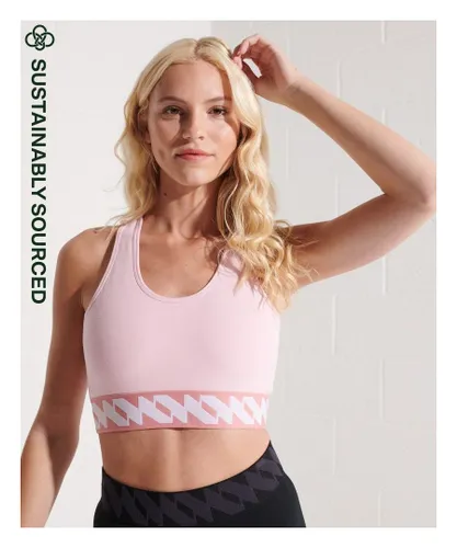 Superdry Womens Organic Cotton Code Elastic Bra - Pink