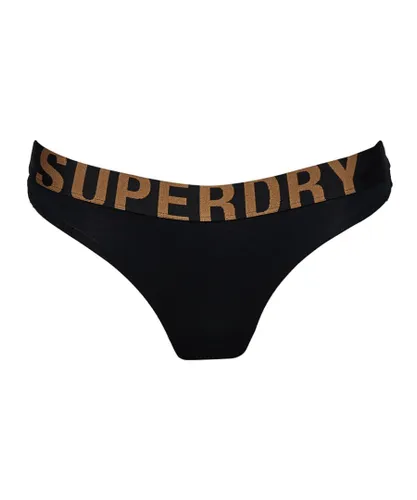 Superdry Womens Organic Cotton Large Logo Bikini Briefs - Charcoal