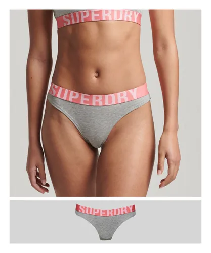 Superdry Womens Organic Cotton Large Logo Bikini Briefs - Grey