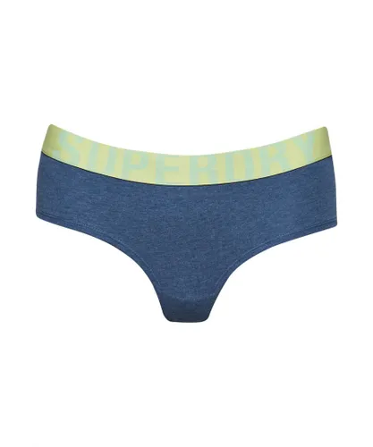 Superdry Womens Organic Cotton Large Logo Hipster Briefs - Blue