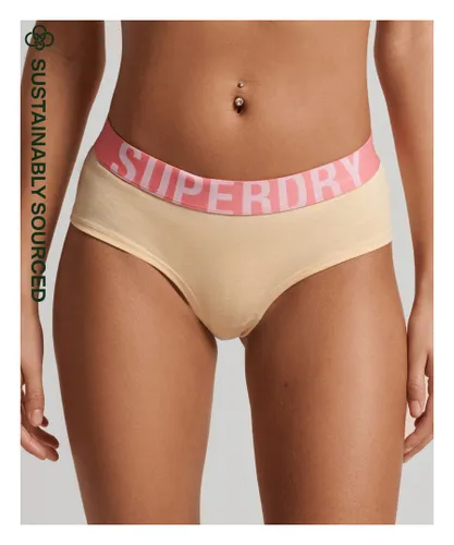 Superdry Womens Organic Cotton Large Logo Hipster Briefs - Yellow
