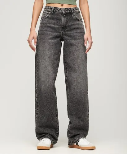 Superdry Women's Organic Cotton Mid Rise Wide Leg Jeans Black / Wolcott Black Stone