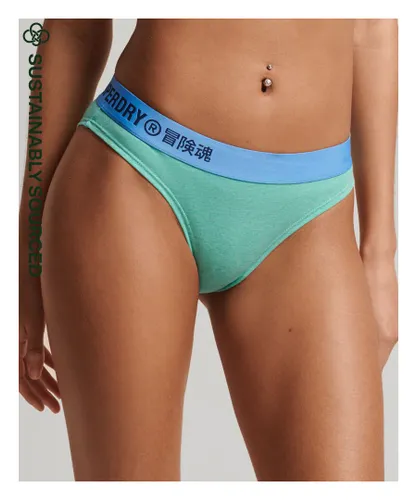 Superdry Womens Organic Cotton Offset Logo Bikini Briefs - Green