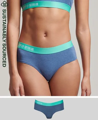 Superdry Women's Organic Cotton Offset Logo Hipster Briefs Blue / Ocean Blue Marl