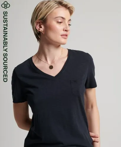Superdry Women's Organic Cotton Studios Pocket V-Neck T-Shirt Navy / Eclipse Navy