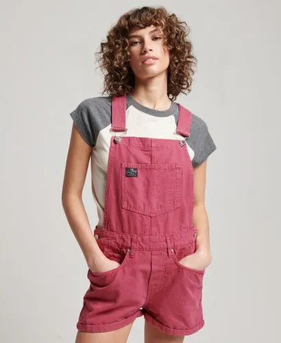 Superdry Women's Organic Cotton Vintage Canvas Short Dungarees Pink / Beetroot Pink
