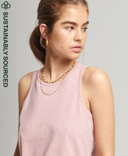 Superdry Women's Organic Cotton Vintage Logo Embroidered Vest Pink / LA Soft Pink Marl