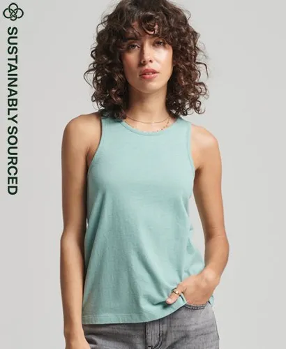 Superdry Women's Organic Cotton Vintage Logo Embroidered Vest Turquoise / Sage Marl