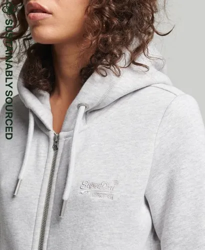 Superdry Women's Organic Cotton Vintage Logo Embroidered Zip Hoodie Light Grey / Glacier Grey Marl